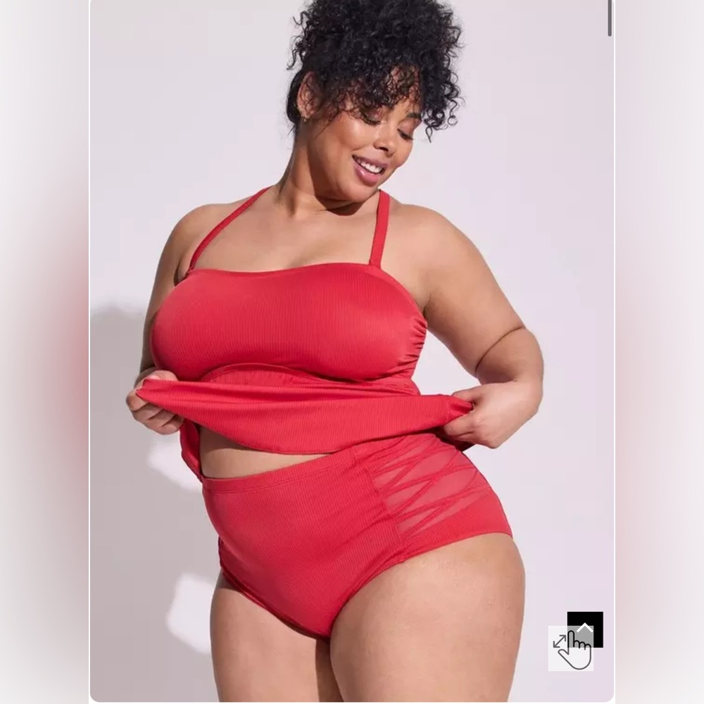 Torrid High Rise Ribbed Lattice Side Swim Bottom - Picture 2 of 8